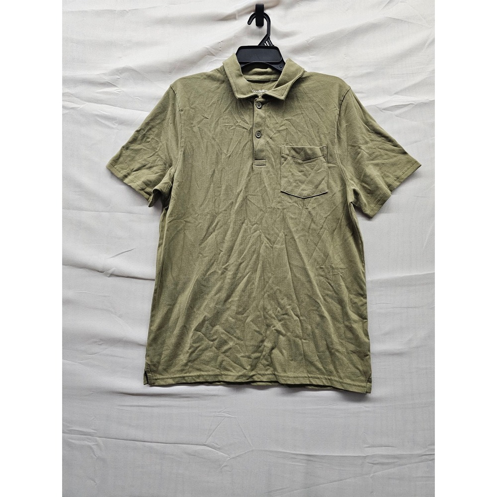 Goodfellow & Co Mens SS Vintage Polo Olive Cotton Casual Size Medium